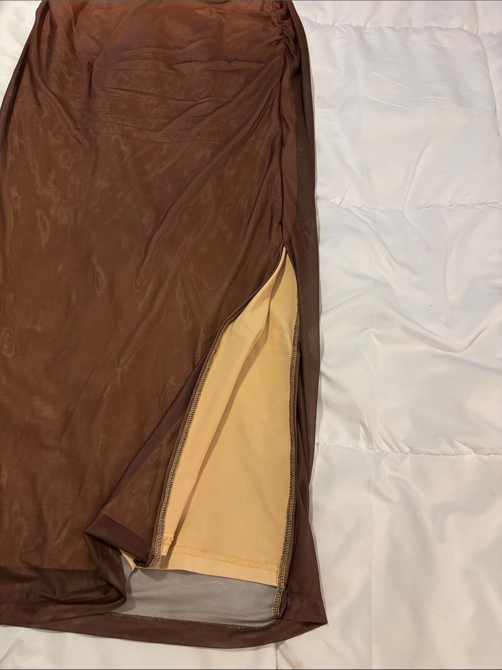 Strapless Ombre Tan-to-Brown Midi Dress - Picture 3 of 4